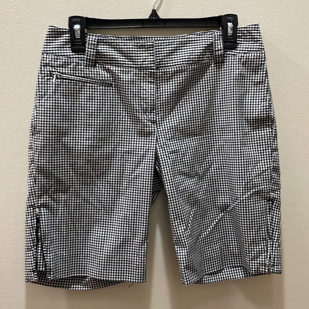 Sport Haley Women’s black/white gingham check golf shirts zip pocket size 6